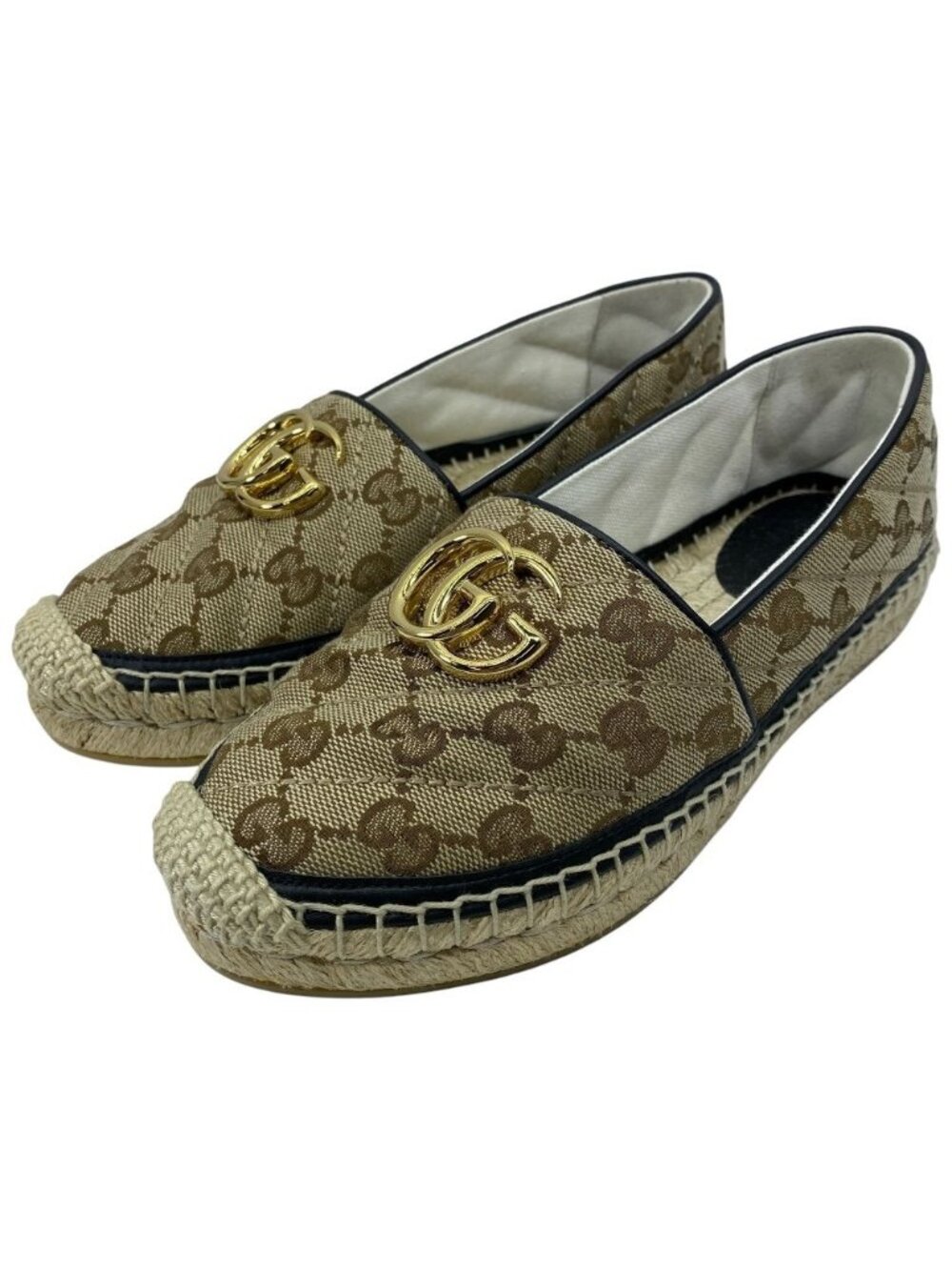 Gucci GG Matelasse Espadrille Canvas Leather Beige